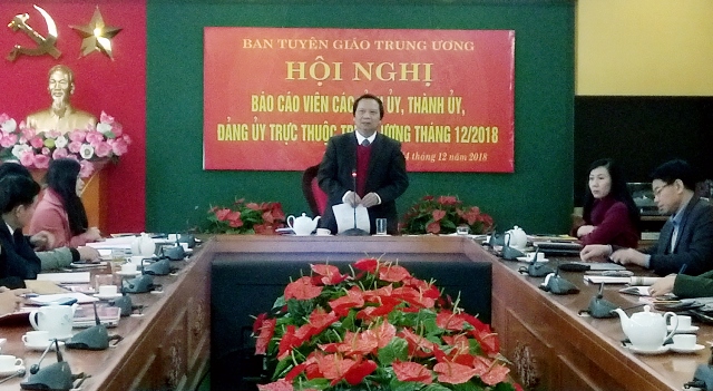 Hội nghị báo cáo viên các tỉnh ủy, thành ủy, đảng ủy trực thuộc Trung ương tháng 12/2018